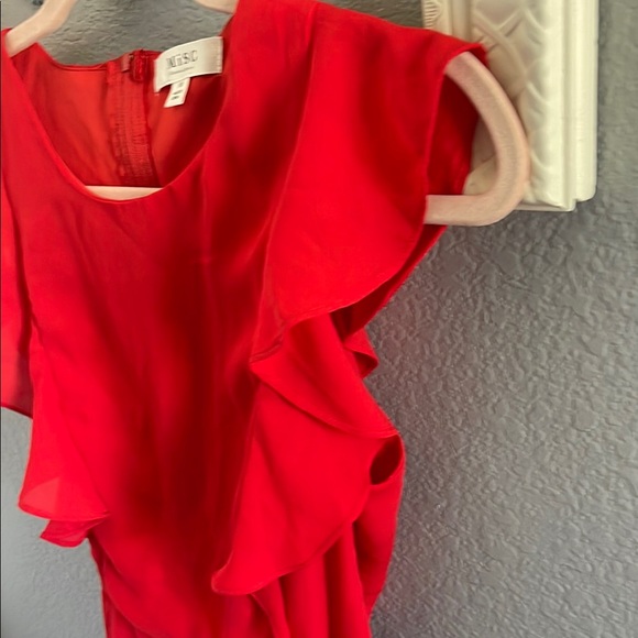 Red Ruffled Front Open BackMidi Sundress - Picture 3 of 7